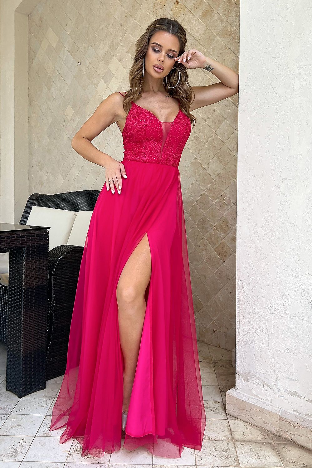Robe longue Bicotone - rosé / 34