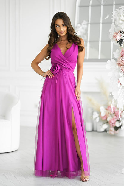 Robe longue Bicotone - violet / 34
