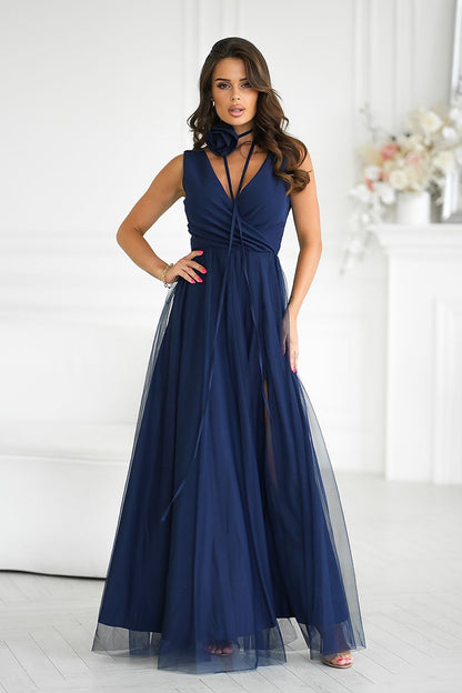 Robe longue Bicotone - bleu marine / 34