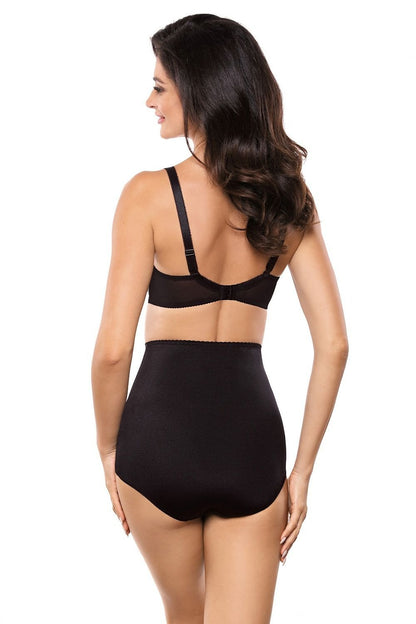 Gorteks black high waist panties back view with smooth finish and shaping fit